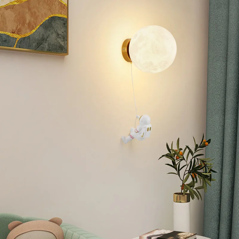 appliques murales modernes lampes décoratives astronautes lunes éclairage blanc bébé chambre