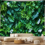 tapisserie murale feuilles tropicales clips moderne naturel vert blanc polyeste chambre salon