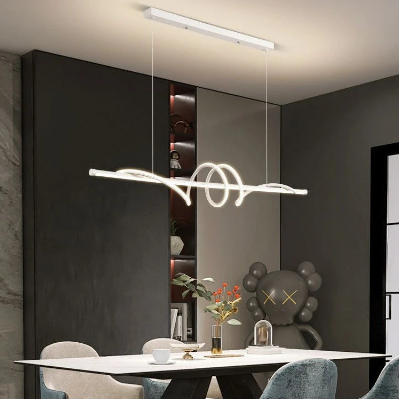 suspension lumineuse moderne ondulée led blanc doré noir fixe 2000 82000lm