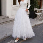 jupe tulle rose clair élégante classique été plissée longueur cheville junior féerique organza polyester