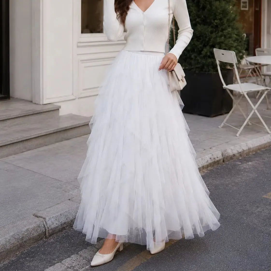 jupe tulle rose clair élégante classique été plissée longueur cheville junior féerique organza polyester