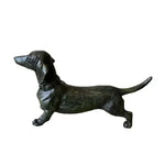 ornement animalier statue chien noir texturé deco extérieure aspect patine 11cm 18cm