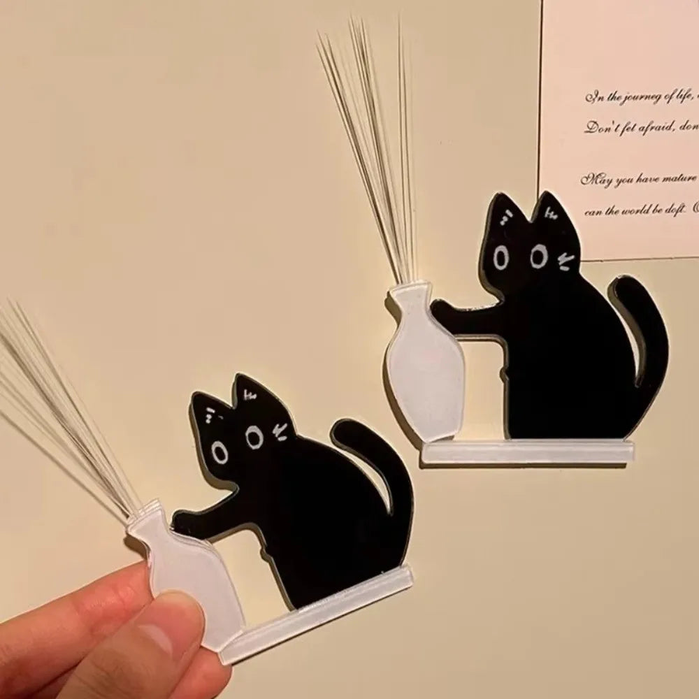 aimants réfrigérateur chat moustaches dessin animé vase noir blanc ornement collection autocollant