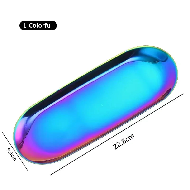 plateau forme cœur argent or violet bleu rose moderne élégant métal brillant effet miroir