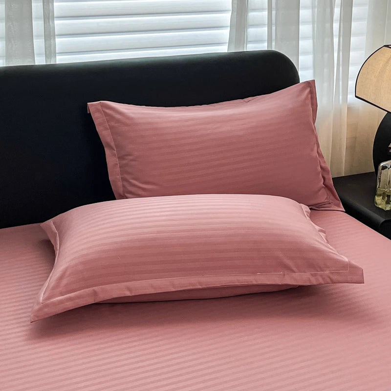 taies d'oreiller polyester 300 fils gris rose rayures antibactériennes moderne