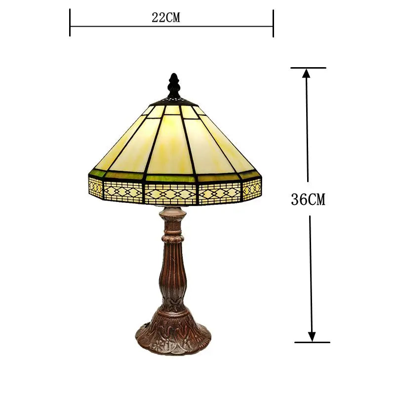 lampe table géométrique tiffany verte beige noire opaque vintage aluminium led