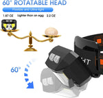 lampe frontale rechargeable led noire camping pêche nuit randonnée mode ajustable ceinture