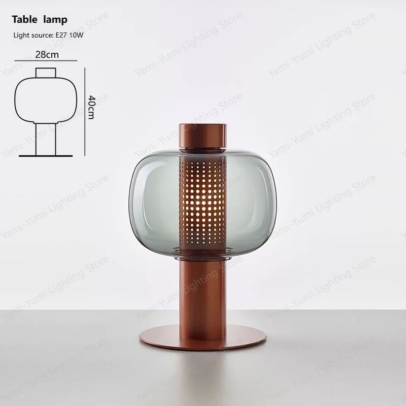 lampe table moderne ambre gris perforations circulaires transparente led 11w 15w chambre salon