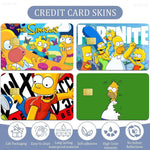 autocollants dessins animés simpsons fortnite cartes bancaires réutilisables imperméables pop art multicolores adultes femmes