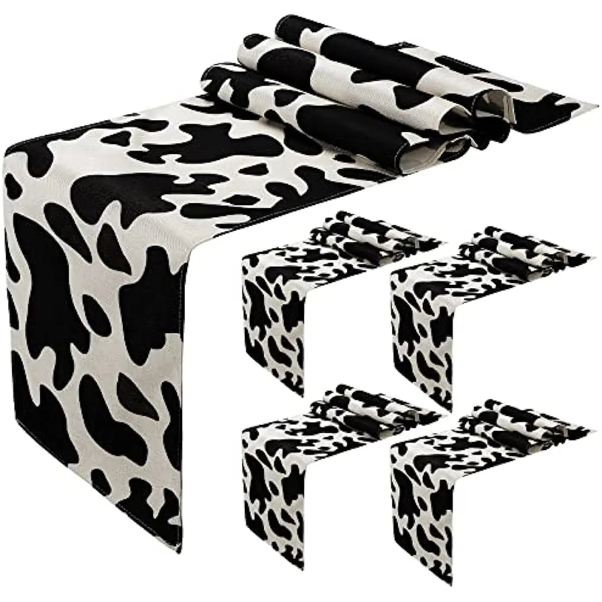 table chemin table blanc noir imprimé taches fond moderne cuisine décoration événement cow boy
