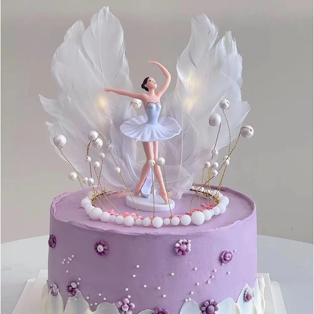 figurines danseuses blanches roses dorées plumes papillons classiques anniversaire mariage fêtes