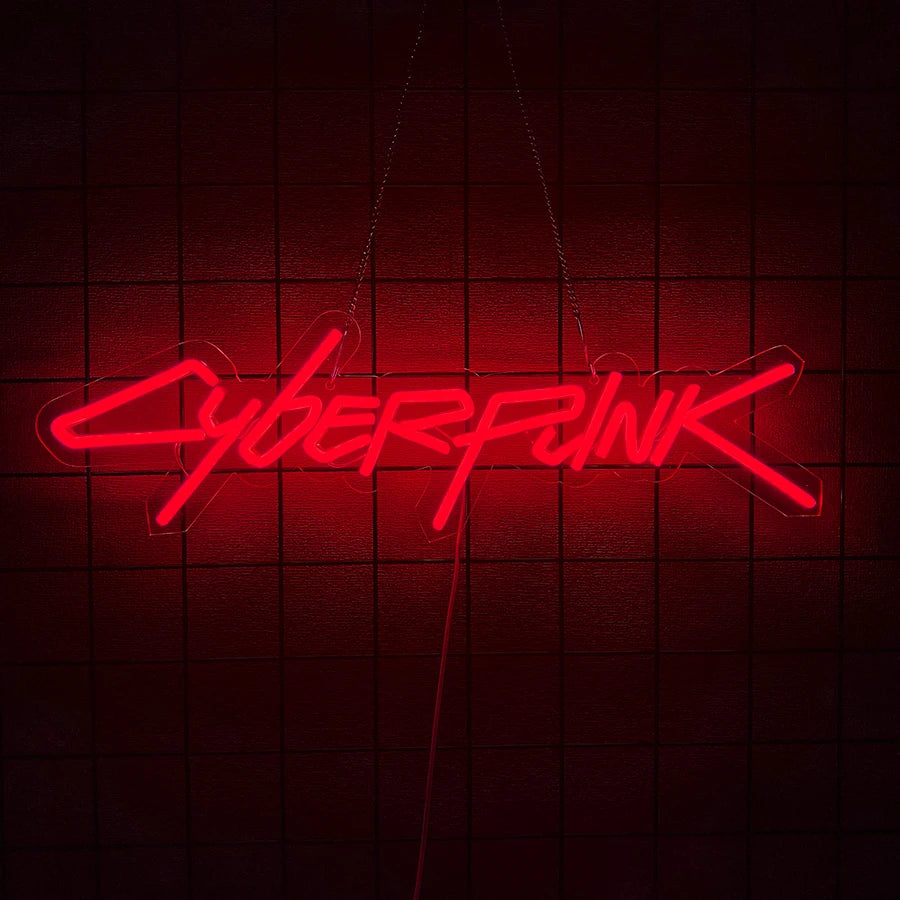 néon lumineux cyberpunk game zone texte abstrait vert bleu jaune rose violet moderne