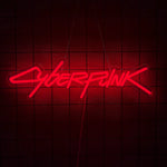 néon lumineux cyberpunk game zone texte abstrait vert bleu jaune rose violet moderne
