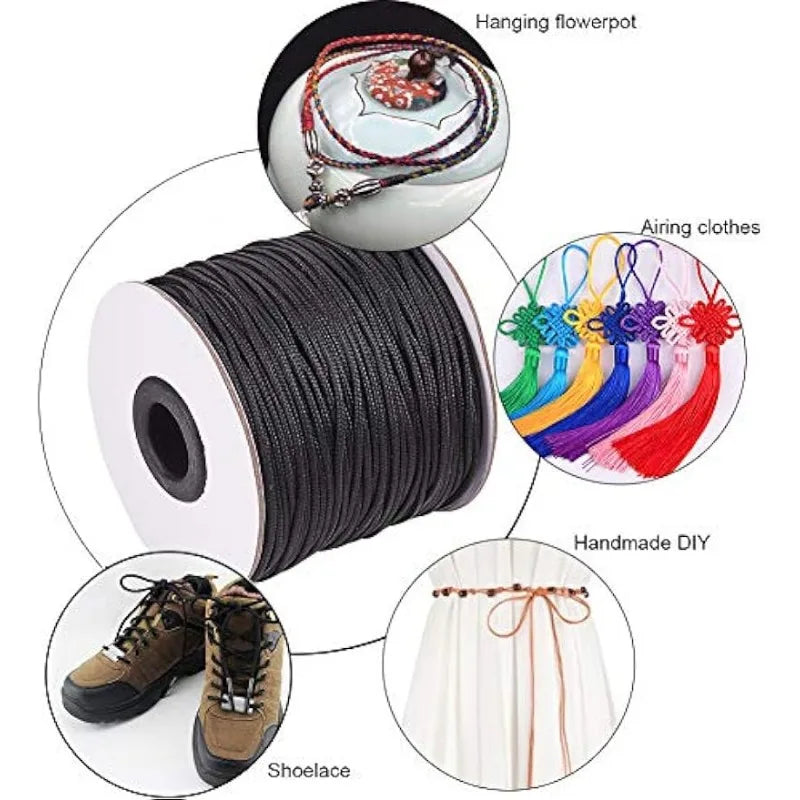 corde nylon noire tissée 100 yards corde blanche lisse utilitaire moderne 1.5mm