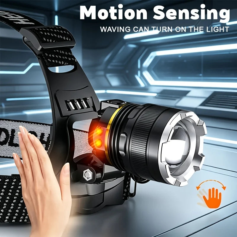 lampe frontale led rechargeable noire ajustable plein air 1000lm étanche modes luminosité différents certifications