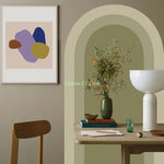 cadre mural moderne vert olive beige clair sans motif adhésif pvc non toxique mur