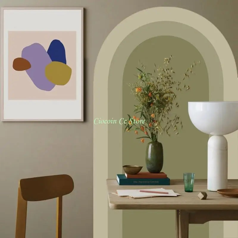 cadre mural moderne vert olive beige clair sans motif adhésif pvc non toxique mur