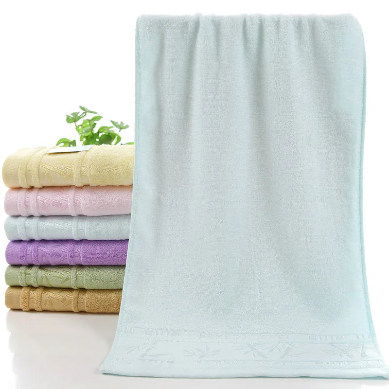 serviettes bain bambou motif feuilles violet jaune rose vert bleu marron opaques classiques 70x140cm