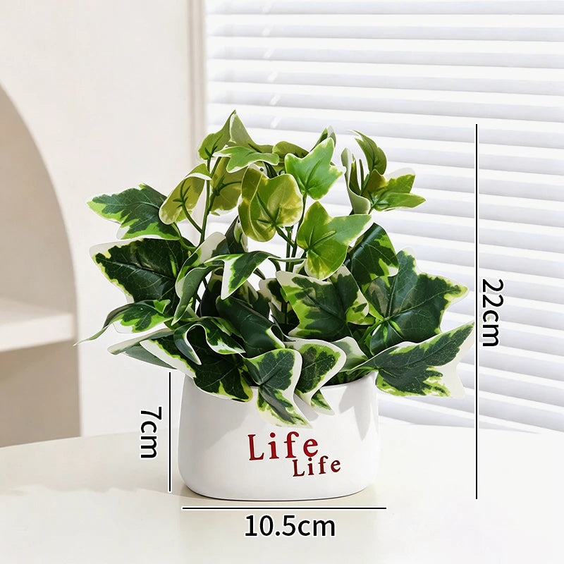 plantes artificielles vertes moderne pots blancs décoration intérieure feuilles variées minimaliste
