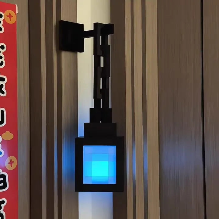 lanterne murale moderne blocs pixelisés couleurs vives minecraft transparente télécommande