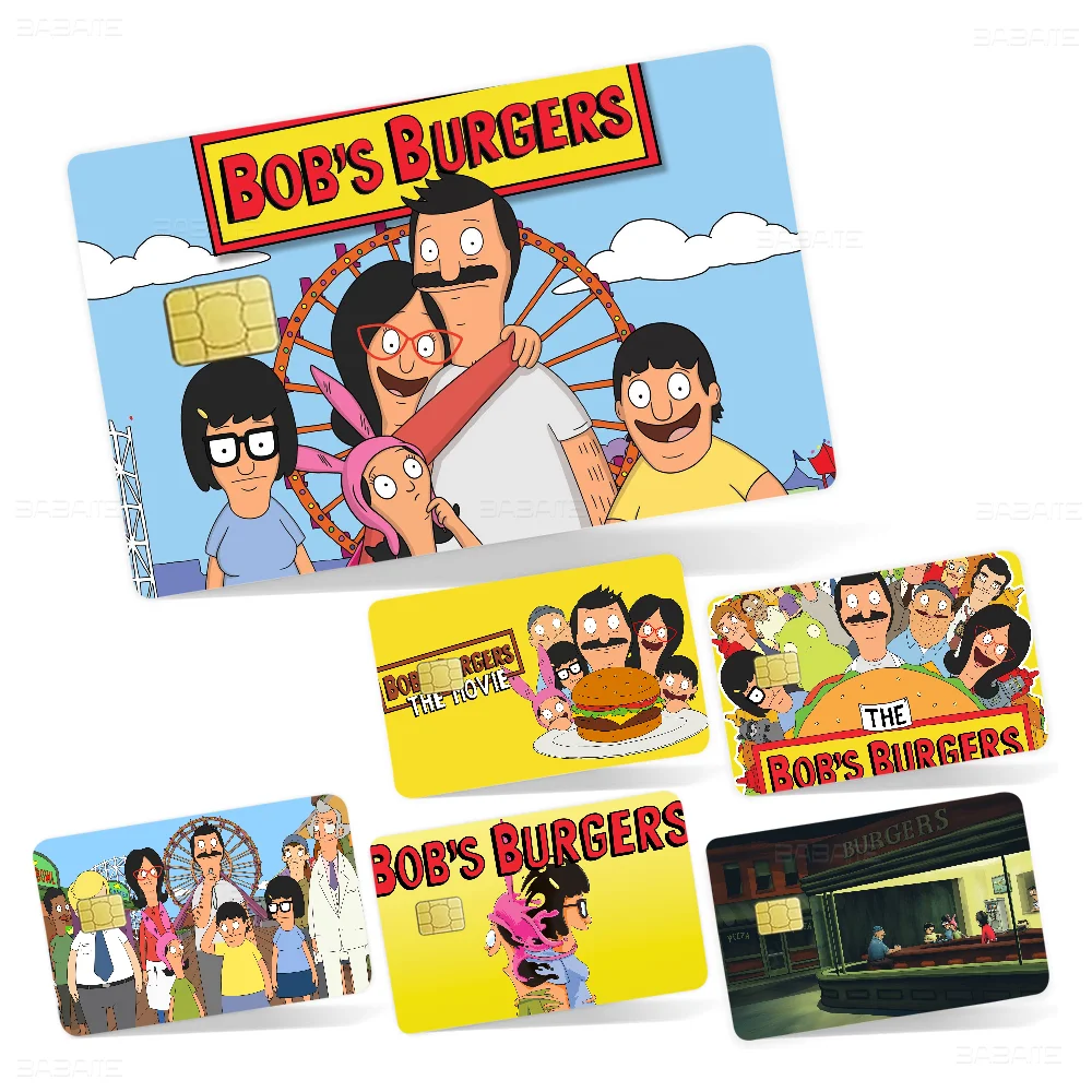 sticker adhésif carte crédit dessin animé bob's burgers the movie waterproof réutilisable bleu jaune