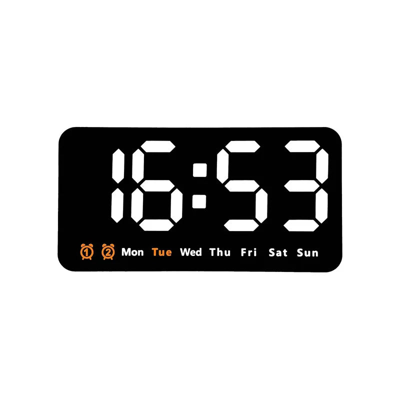 horloge murale numérique réveil double alarme calendrier led moderne noire blanche rose bleu verte