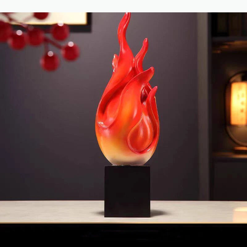 sculpture moderne flamme rouge abstraite décoration intérieure accessoire maison opaque translucide