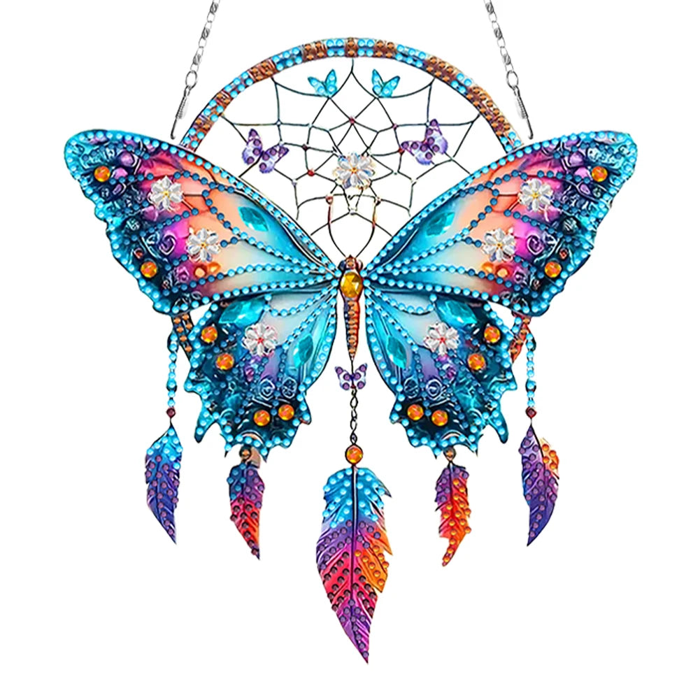 attrape rêves boho plumes fleurs violet bleu rose or pendaison décoration intérieure artisanal