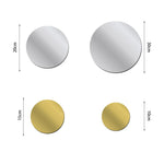 miroirs ronds argent or adhésifs modernes 10cm 15cm 20cm 30cm opaques matètres