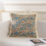 taies d'oreiller jacquard vintage motif floral multicolore coton polyester adhésif lit maison