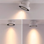 Spot lumineux anti éblouissement LED pliable noir blanc moderne monté surface