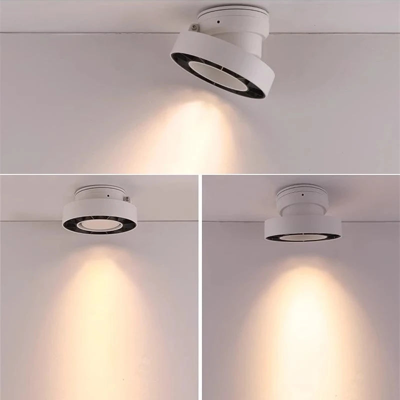 Spot lumineux anti éblouissement LED pliable noir blanc moderne monté surface
