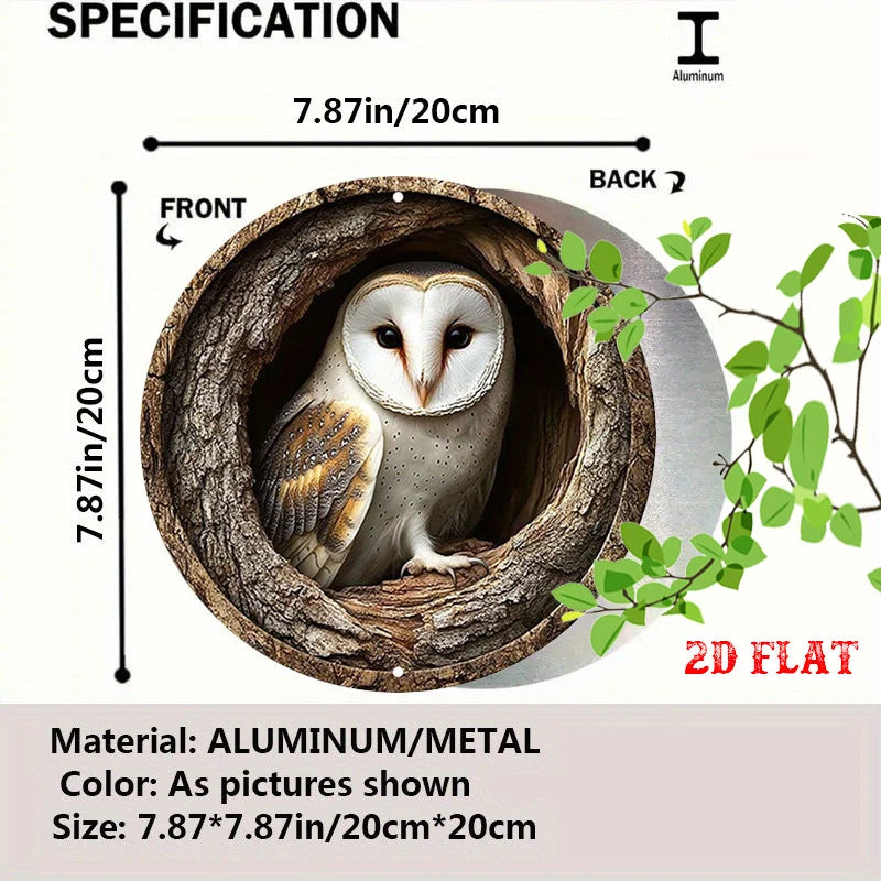 décoration murale plaque métal 3d hibou texture bois blanc marron rustic forêt chambre