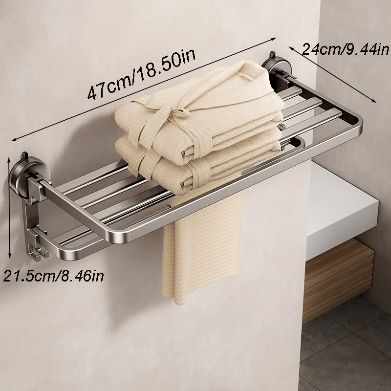 porte serviettes bain argenté moderne fixe sans perçage 37cm 47cm 57cm.linspace()