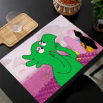 tapis multicolore dessins animés personnages cartoon table maison isolation thermique plats occidentaux