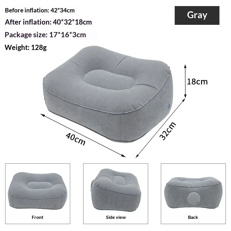 coussin gonflable velours gris violet confortable lit relaxation polyester coton portable