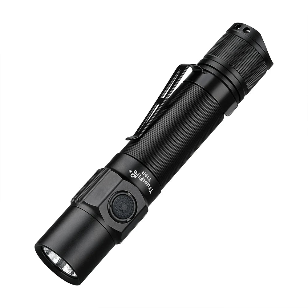 lampe tactique rechargeable 1800 led 18650 lumen 200 500mètres aluminium noir clip utilitaire