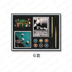 peinture physique 3d queue billard boules vert noir blanc doré moderne cadre aluminium traditionnelle