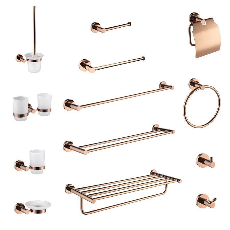 accessoires salle bain or rose moderne finition chrome acier inoxydable porte serviettes anneau crochet