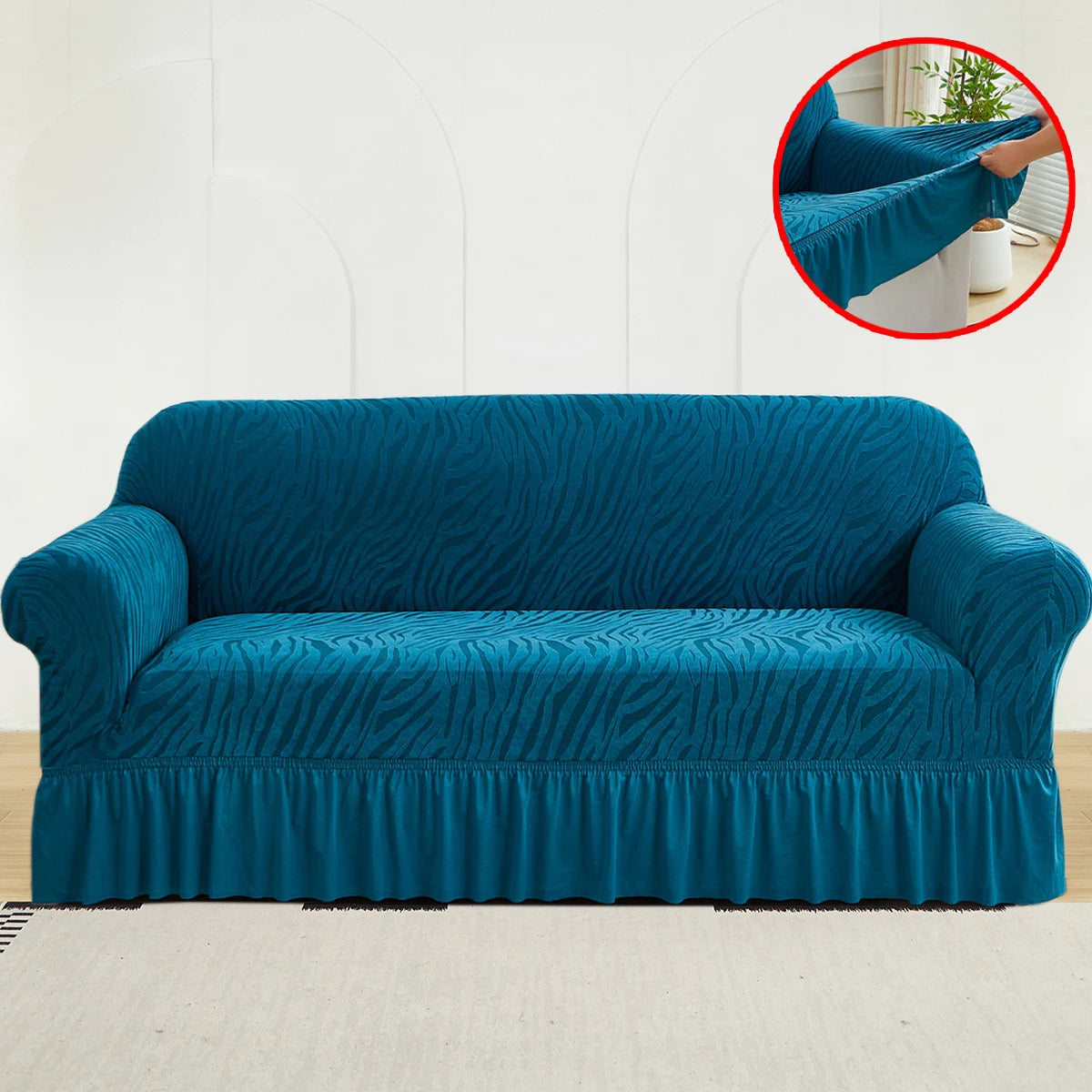 housse canapé universelle jacquard rayures horizontales moderne protection tissu élastique salon intérieur