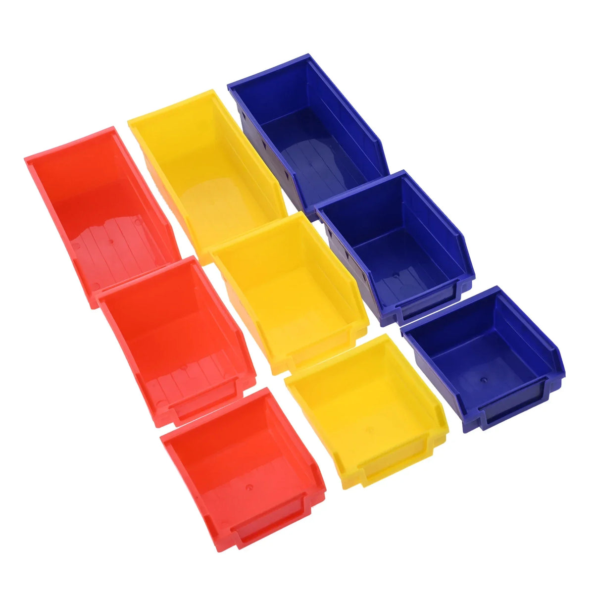 Bacs de rangement empilables 5 pièces vus de dessus