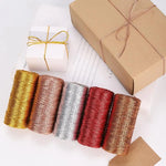 fil coton métallisé or argent rouge vert lustré brillant décoration festive bricolage emballage cadeau