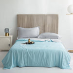 couverture coton doublon 100% coton bleu violet vert blanc moderne fixée boutons