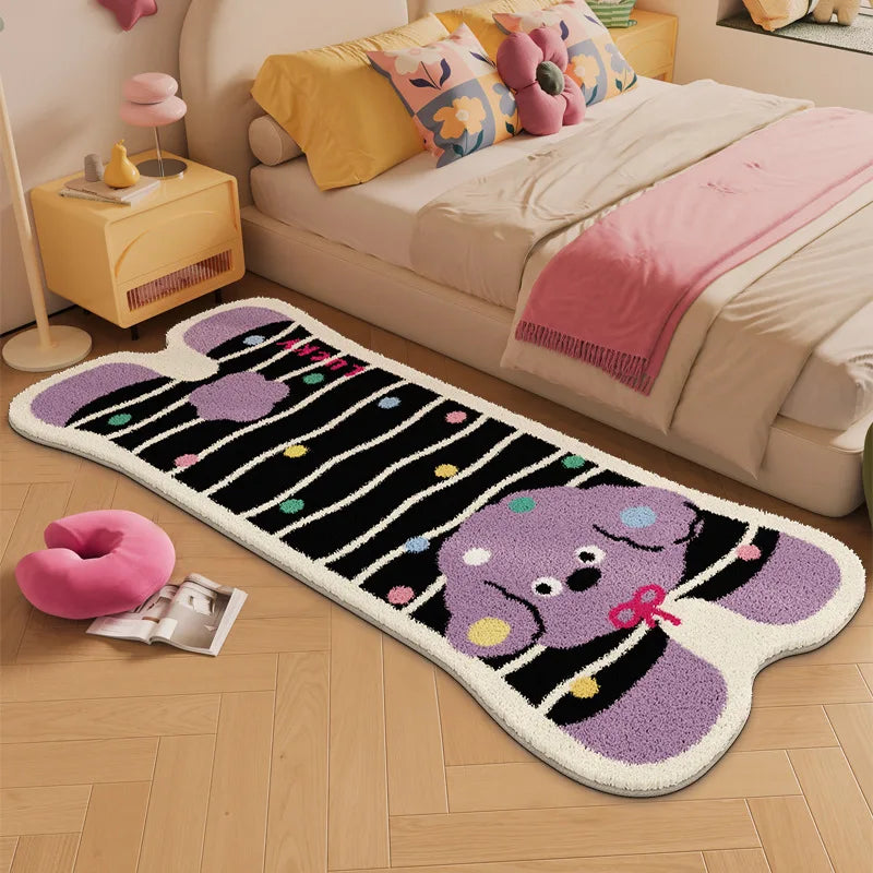 tapis dessin animé animaux mignons imitation cachemire polyestère antidérapant résistant décoloration intérieurextérieur