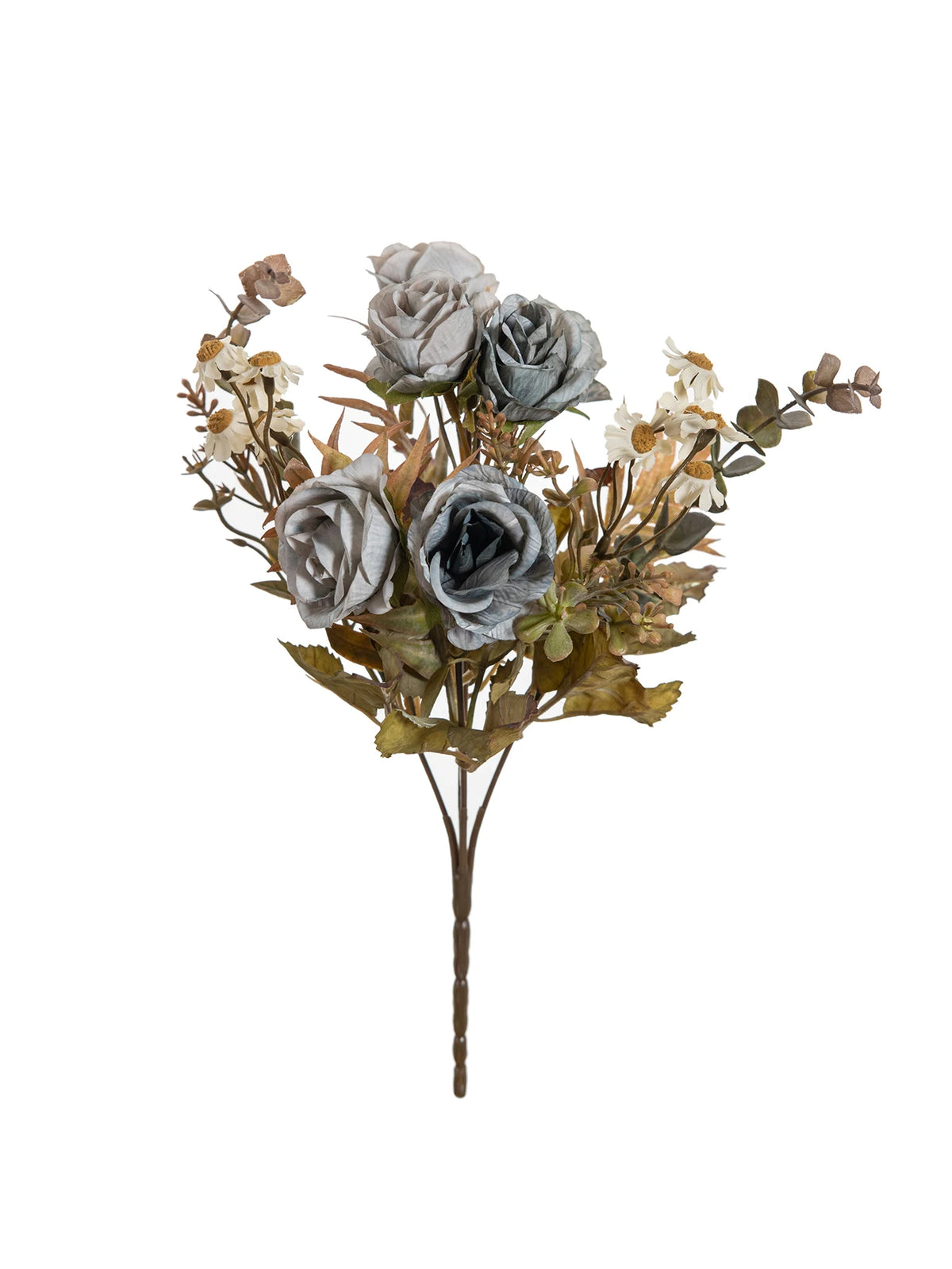 bouquet artificiel roses violettes blanches dorées decoration mariage anniversaire intérieur