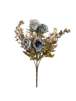 bouquet artificiel roses violettes blanches dorées decoration mariage anniversaire intérieur