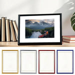 Cadre tableau A4 classique bordure géométrique couleurs bleu marine rouge doré argenté