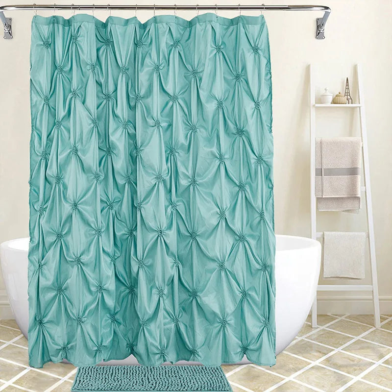 rideau douche polyester bleu clair rayures horizontales plissé moderne opale