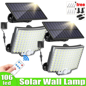 lampe murale solaire 106 led ip65 moderne clips noir abs