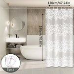 rideau douche blanc moderne motifs fleurs anneaux plastique opaquant 120x180cm